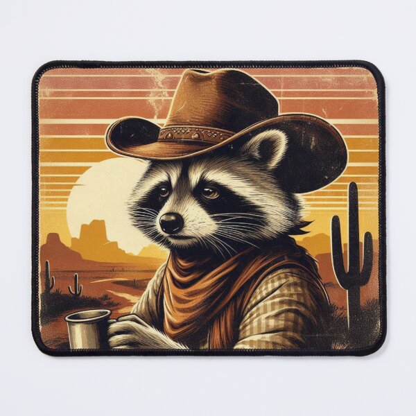 Item preview, Cowboy Raccoon – Desert Sunset Western Art designed and sold by Dogandesighn.