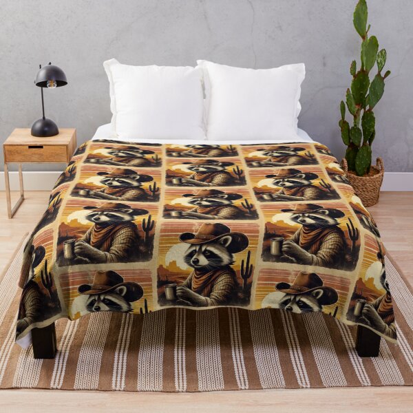 Item preview, Cowboy Raccoon – Desert Sunset Western Art designed and sold by Dogandesighn.
