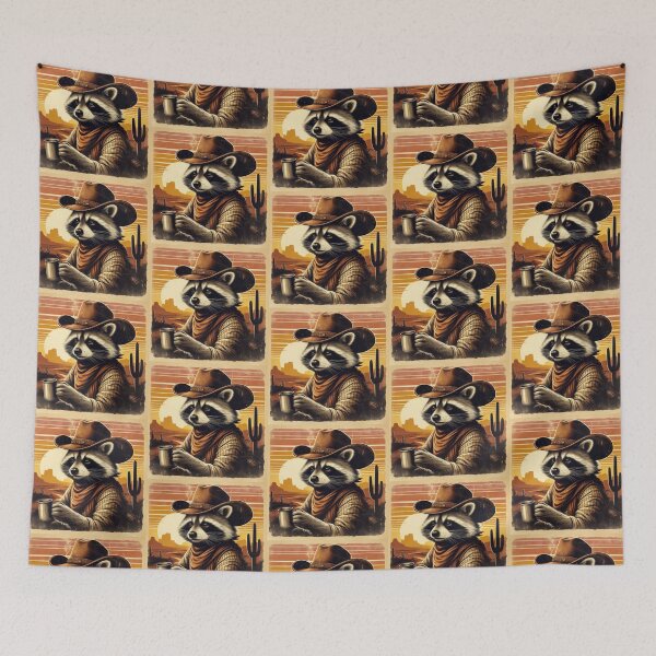 Item preview, Cowboy Raccoon – Desert Sunset Western Art designed and sold by Dogandesighn.