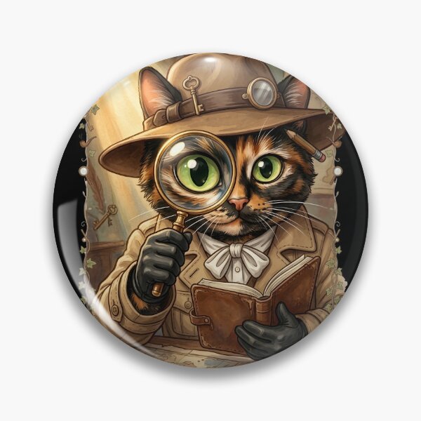 Item preview, Tortoiseshell Detective Cat Mystery Investigator Noir Kitty designed and sold by Martin's_Design.