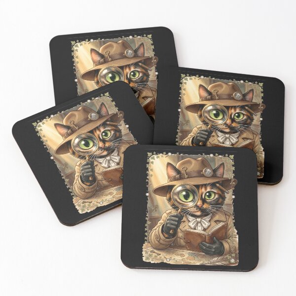 Item preview, Tortoiseshell Detective Cat Mystery Investigator Noir Kitty designed and sold by Martin's_Design.