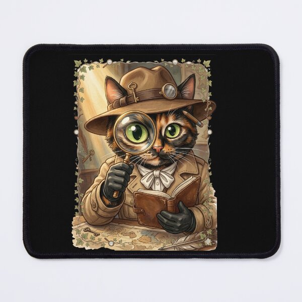 Item preview, Tortoiseshell Detective Cat Mystery Investigator Noir Kitty designed and sold by Martin's_Design.