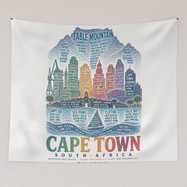 Item preview, Cape Town South Africa Table Mountain Bo Kaap Camps Bay Atlantic Ocean Skyline designed and sold by Places On Earth.
