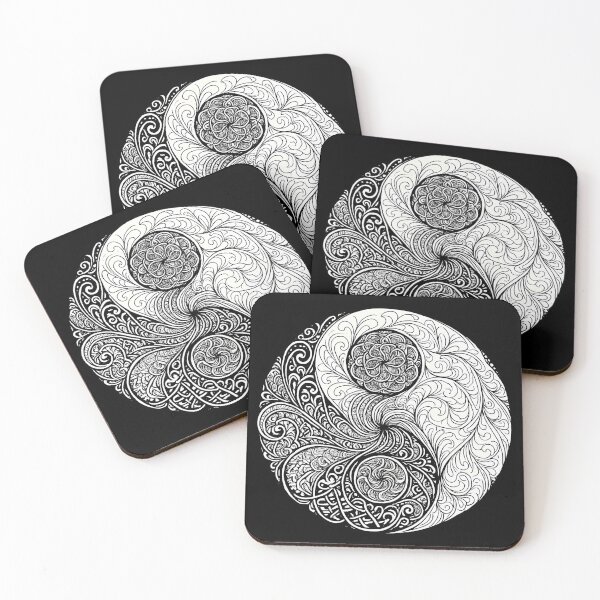 Item preview, Yin Yang Mandala Art - Intricate Scrollwork Design designed and sold by Sybille-Yates.