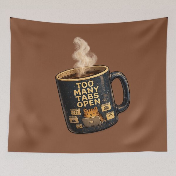 Item preview, Too Many Tabs Open Coffee Mug designed and sold by BigBrainPrints.