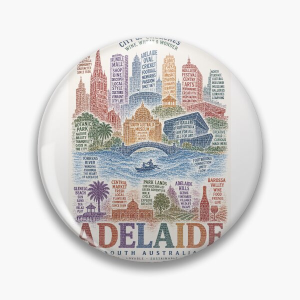 Item preview, Adelaide South Australia Barossa Valley Glenelg Torrens River Landmarks designed and sold by Places On Earth.