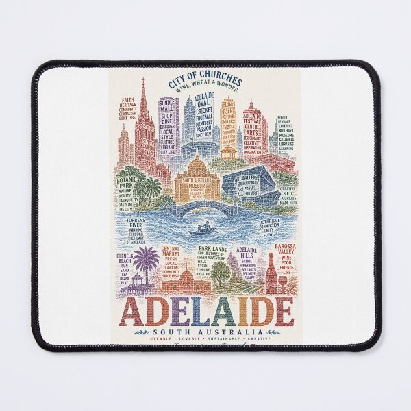 Item preview, Adelaide South Australia Barossa Valley Glenelg Torrens River Landmarks designed and sold by Places On Earth.