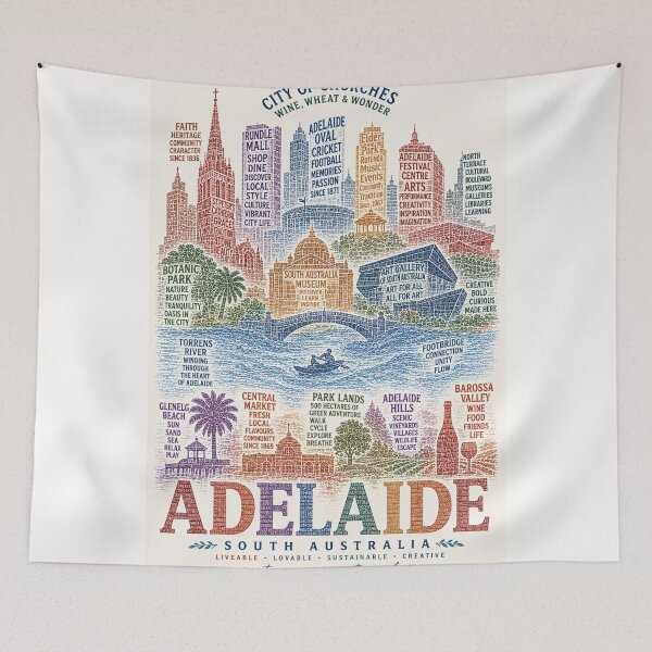 Item preview, Adelaide South Australia Barossa Valley Glenelg Torrens River Landmarks designed and sold by Places On Earth.
