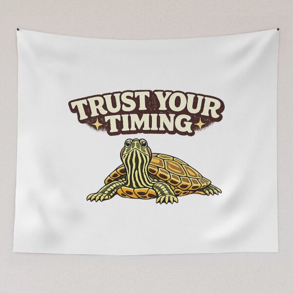 Item preview, Trust Your Timing Retro Turtle designed and sold by NatureStyle555.