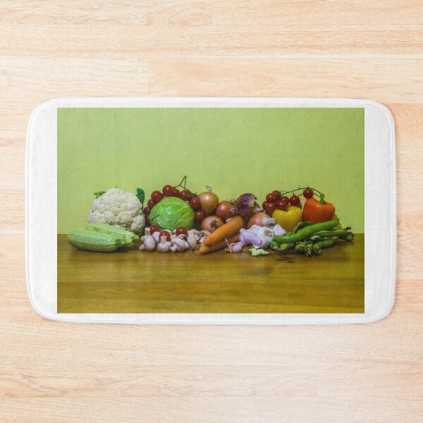Item preview, Fresh Assortment Of Vegetables On Wooden Table With Cauliflower, Cabbage And Tomatoes designed and sold by Nmallia.