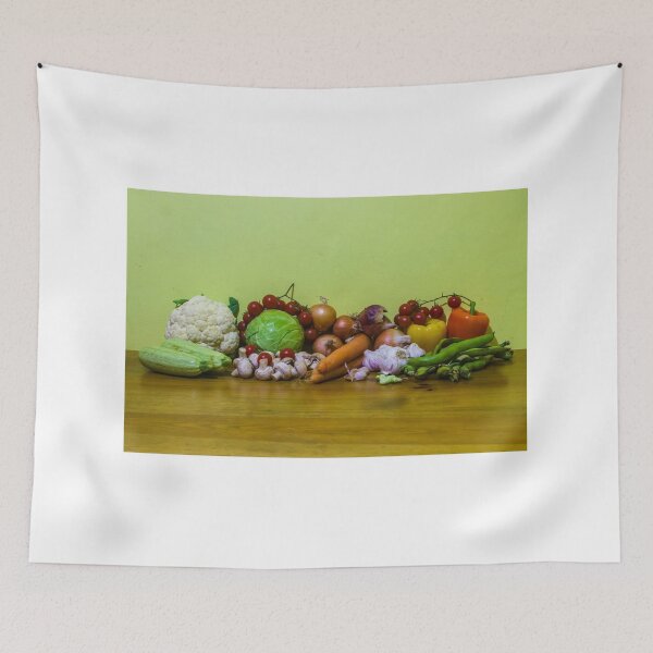 Item preview, Fresh Assortment Of Vegetables On Wooden Table With Cauliflower, Cabbage And Tomatoes designed and sold by Nmallia.