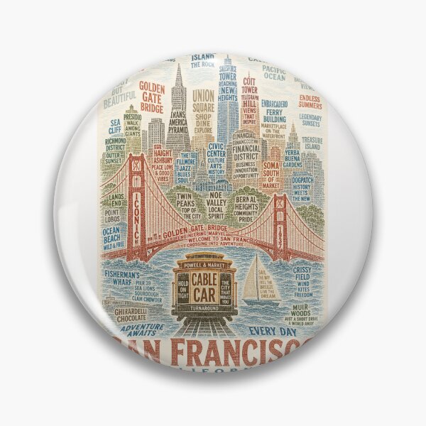 Item preview, San Francisco California Golden Gate Bridge Cable Car and Alcatraz Skyline designed and sold by Places On Earth.