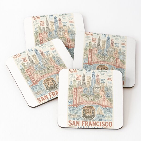 Item preview, San Francisco California Golden Gate Bridge Cable Car and Alcatraz Skyline designed and sold by Places On Earth.