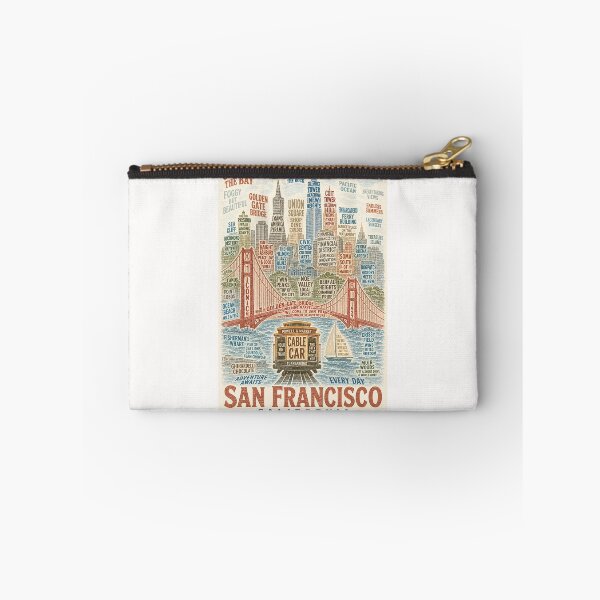 Item preview, San Francisco California Golden Gate Bridge Cable Car and Alcatraz Skyline designed and sold by Places On Earth.