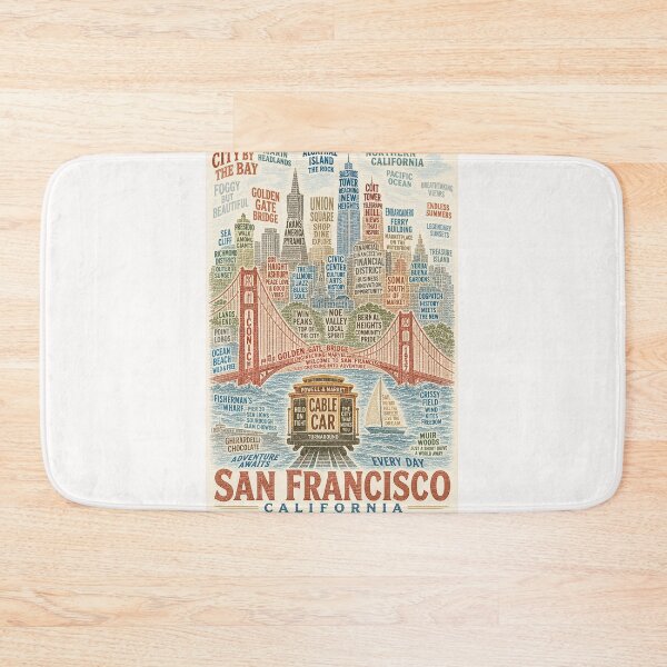 Item preview, San Francisco California Golden Gate Bridge Cable Car and Alcatraz Skyline designed and sold by Places On Earth.