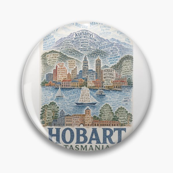 Item preview, Hobart Tasmania Kunanyi Mount Wellington and Salamanca Waterfront designed and sold by Places On Earth.