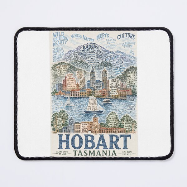 Item preview, Hobart Tasmania Kunanyi Mount Wellington and Salamanca Waterfront designed and sold by Places On Earth.