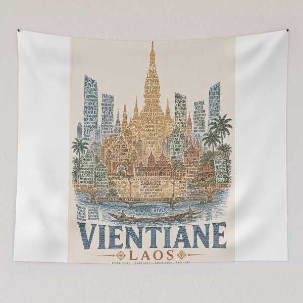 Item preview, Vientiane Laos Pha That Luang and Mekong River Heritage designed and sold by Places On Earth.