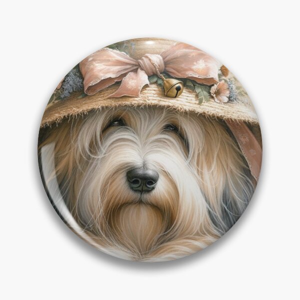 Item preview, Bearded Collie with Floral Hat and Butterfly designed and sold by Wags & Tails.