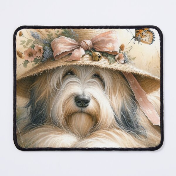 Item preview, Bearded Collie with Floral Hat and Butterfly designed and sold by Wags & Tails.