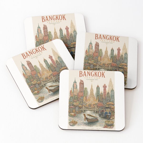 Item preview, Bangkok Thailand Wat Arun Chao Phraya River Pad Thai Street Food Skyline designed and sold by Places On Earth.