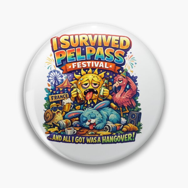 Item preview, I Survived Pelpass Festival France Funny Hangover T-Shirt | Festival Party Graphic Tee | Colorful Music Festival Art designed and sold by Sushikidsntod.