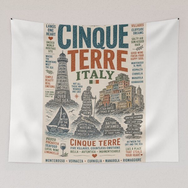 Item preview, Cinque Terre Italy Monterosso Vernazza Manarola Ligurian Coast designed and sold by Places On Earth.