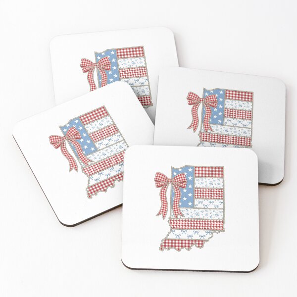 Item preview, Cute Patriotic Indiana Map with Red Gingham Bow designed and sold by Paper Drip.