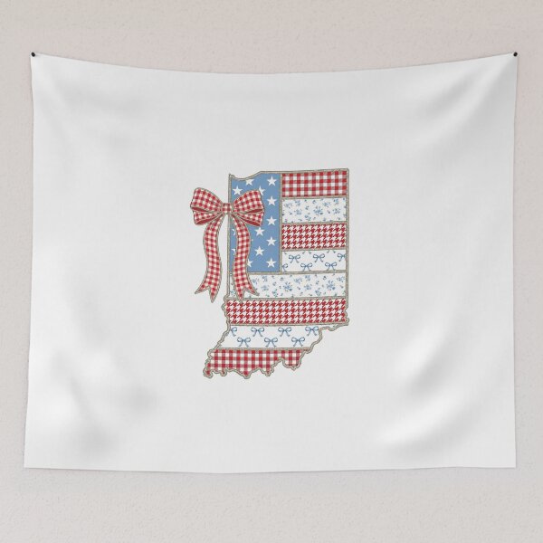 Item preview, Cute Patriotic Indiana Map with Red Gingham Bow designed and sold by Paper Drip.