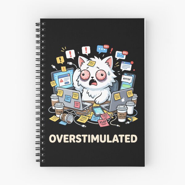 Item preview, Overstimulated Cat - Funny Burnout Kawaii Meme designed and sold by Wennity.