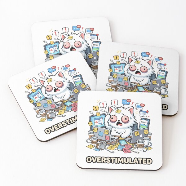 Item preview, Overstimulated Cat - Funny Burnout Kawaii Meme designed and sold by Wennity.