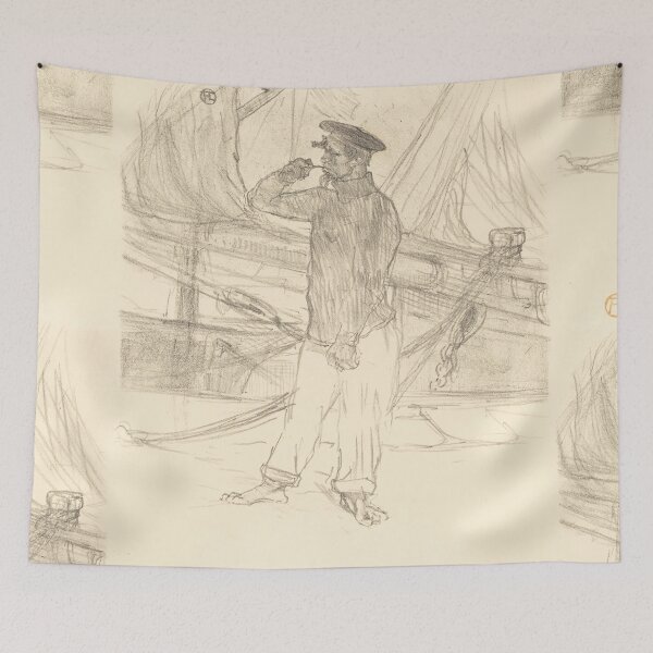Item preview, L Hareng Saur by Henri de Toulouse-Lautrec | Nautical Sketch Vintage French Art Print designed and sold by artofuniverse.