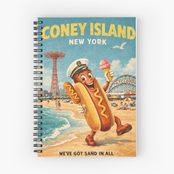 Item preview, Coney Island New York Boardwalk Hot Dog and Cyclone Summer Fun designed and sold by Aryabek.