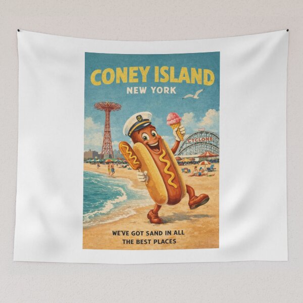 Item preview, Coney Island New York Boardwalk Hot Dog and Cyclone Summer Fun designed and sold by Aryabek.