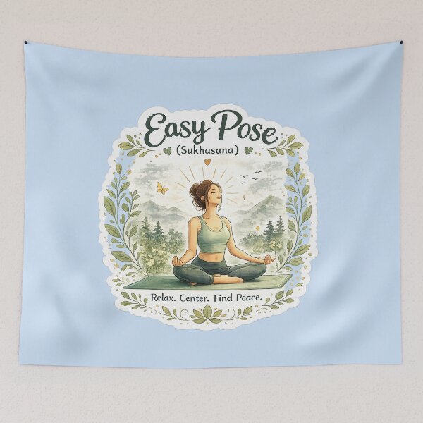 Item preview, Easy Pose (Sukhasana) – Relax & Find Peace Yoga Sticker designed and sold by Trigart-art.