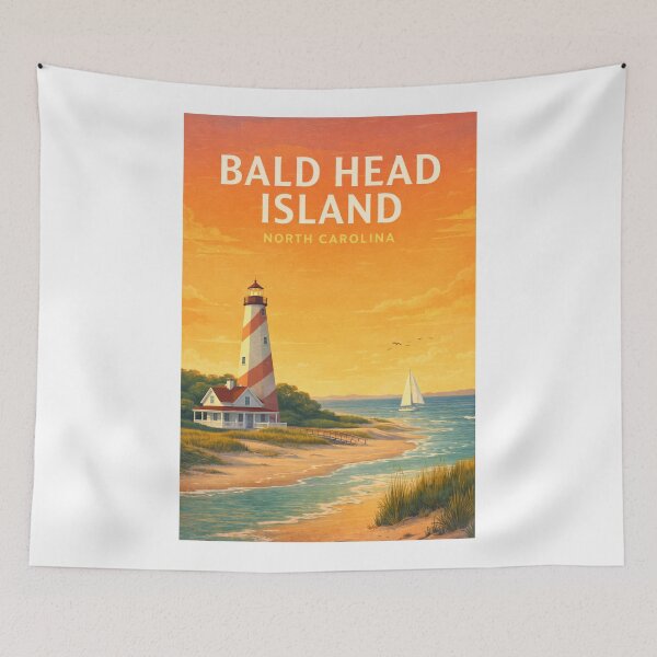 Item preview, Bald Head Island North Carolina Lighthouse Coastal Shoreline designed and sold by Aryabek.