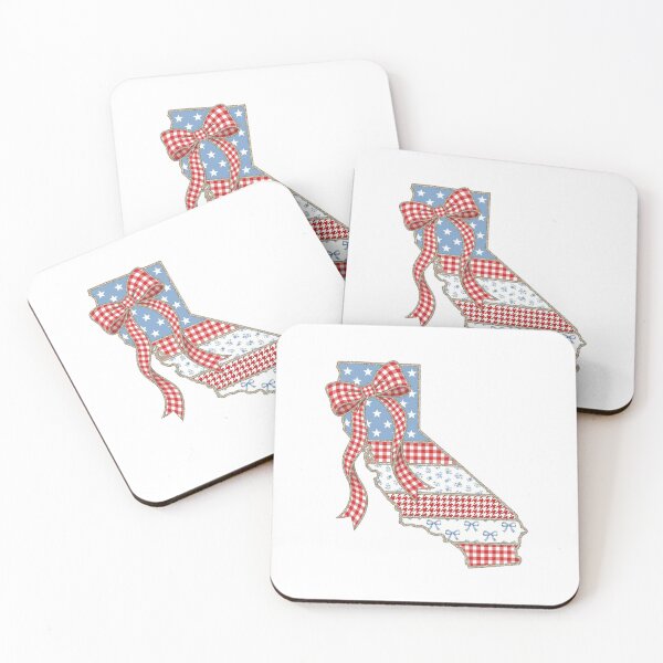 Item preview, Cute Patriotic California Map with Red Gingham Bow designed and sold by Paper Drip.