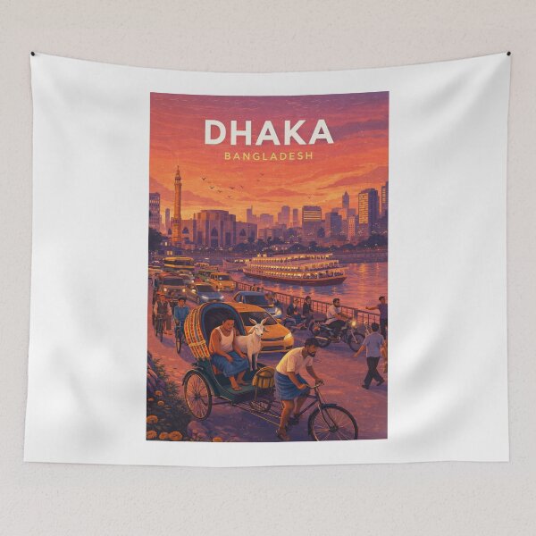 Item preview, Dhaka Bangladesh Buriganga River and Rickshaw Cityscape designed and sold by Aryabek.