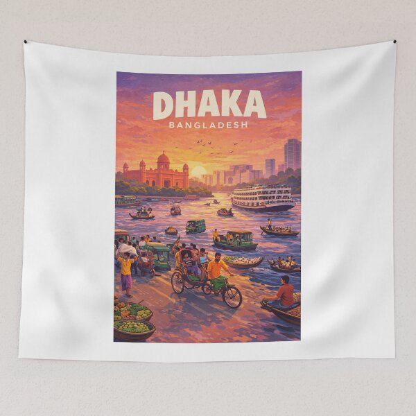 Item preview, Dhaka Bangladesh Sadarghat Riverfront and Old Dhaka Skyline designed and sold by Aryabek.