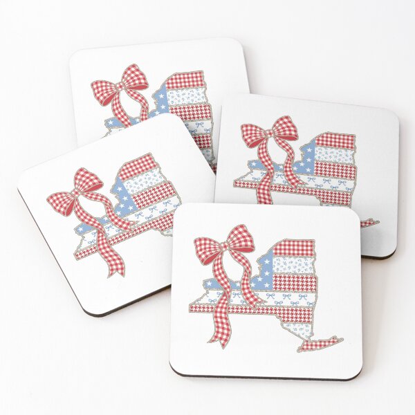 Item preview, Cute Patriotic New york Map with Red Gingham Bow designed and sold by Paper Drip.