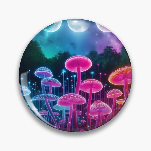 Item preview, Celestial Mushroom Forest - Bioluminescent Moon Phase Galaxy Art designed and sold by Sybille-Yates.