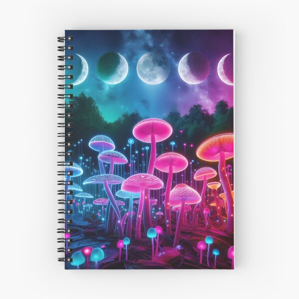 Item preview, Celestial Mushroom Forest - Bioluminescent Moon Phase Galaxy Art designed and sold by Sybille-Yates.