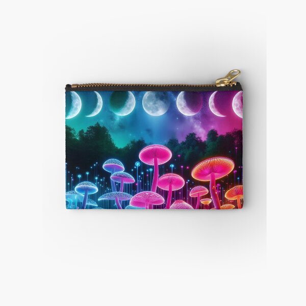 Item preview, Celestial Mushroom Forest - Bioluminescent Moon Phase Galaxy Art designed and sold by Sybille-Yates.