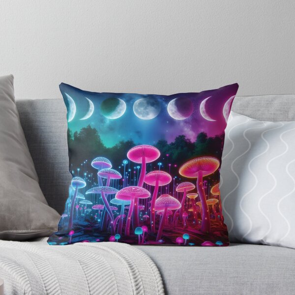 Item preview, Celestial Mushroom Forest - Bioluminescent Moon Phase Galaxy Art designed and sold by Sybille-Yates.