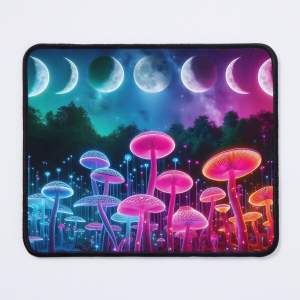 Item preview, Celestial Mushroom Forest - Bioluminescent Moon Phase Galaxy Art designed and sold by Sybille-Yates.