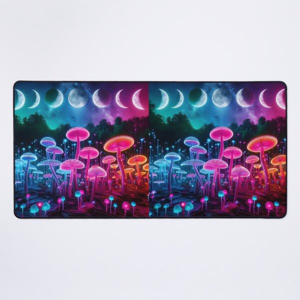 Item preview, Celestial Mushroom Forest - Bioluminescent Moon Phase Galaxy Art designed and sold by Sybille-Yates.
