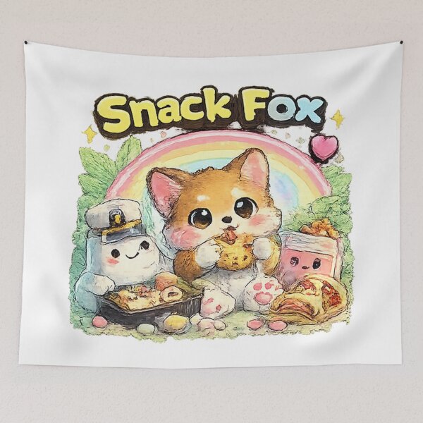 Item preview, Snack Fox – Cute Kawaii Fox with Cozy Snacks designed and sold by Clothes With Smiling Animals Walt Gral.