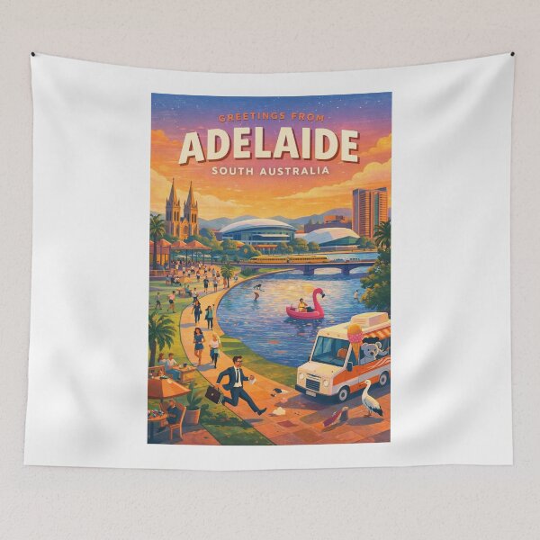 Item preview, Greetings From Adelaide South Australia Riverfront Summer Scene designed and sold by Aryabek.