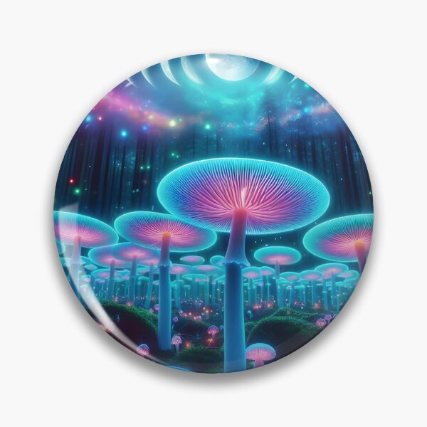 Item preview, Celestial Mushroom Forest - Bioluminescent Moon Phase Galaxy Art designed and sold by Sybille-Yates.