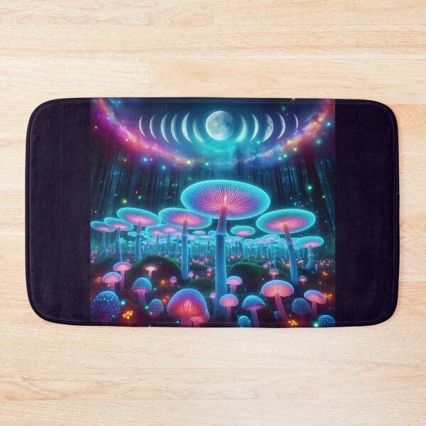 Item preview, Celestial Mushroom Forest - Bioluminescent Moon Phase Galaxy Art designed and sold by Sybille-Yates.